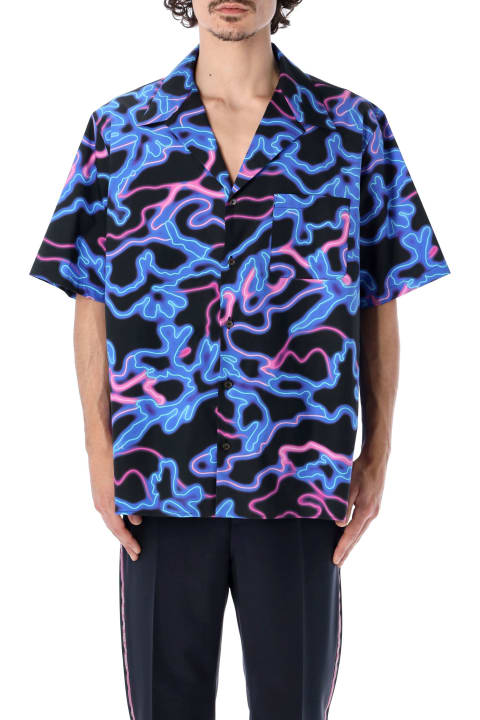 Valentino Rossi Neon Camouflage Print S/s Shirt - Water sky