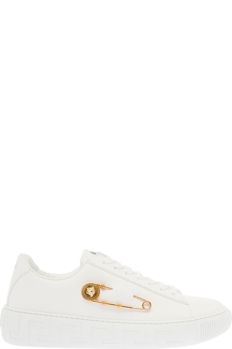 Versace Men's White Leather Sneakers With Medusa Detail
