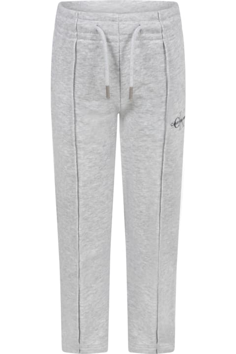 Gray Sweatpants For Kids With Black Logo