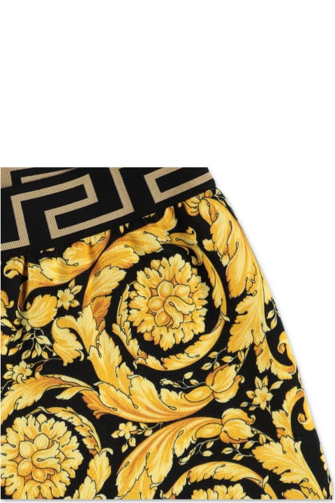 Versace Shorts Stampa Barocca In Felpa Di Cotone - Multicolore