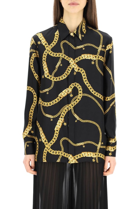 Versace Chain Print Silk Shirt - Nero oro