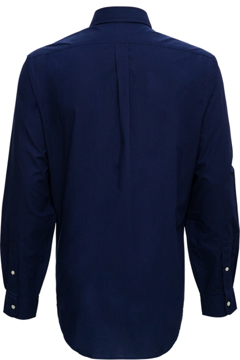 Polo Ralph Lauren Blue Cotton Shirt With Logo - Blue