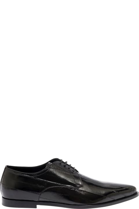 Dolce & Gabbana Man's Black Leather Derby Loafers