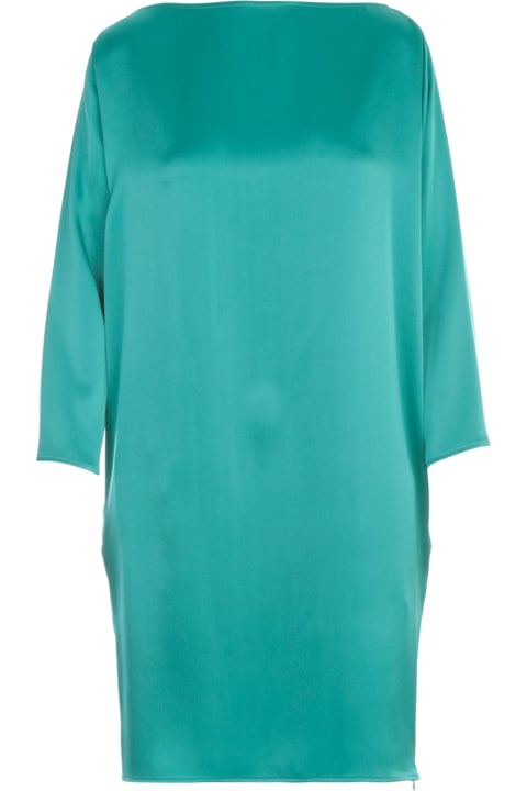 Nathalie Satin Boat Neck L/s Dress