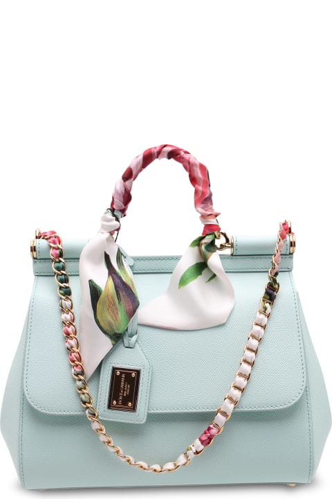 Dolce & Gabbana 'sicily' Medium Tote Bag With Flower Print Foulard