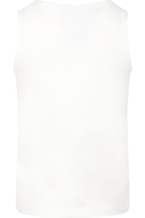 Chloé White Tank Top For Girl With Logo - Ivory