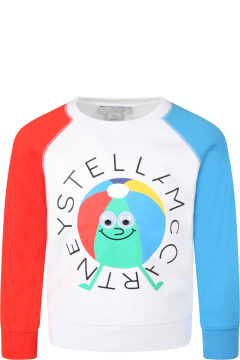 Stella McCartney Kids White Sweatshirt For Kids With Colored Ball
