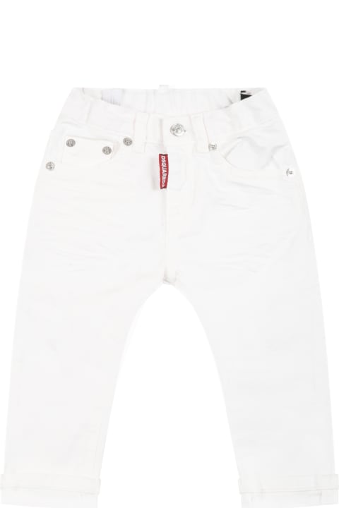 Dsquared2 White Jeans For Baby Boy With Logo - Denim