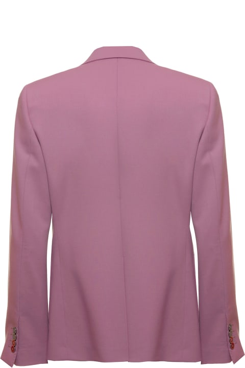 Dolce & Gabbana Pink Single Breasted Wool Blend Blazer - BIANCO