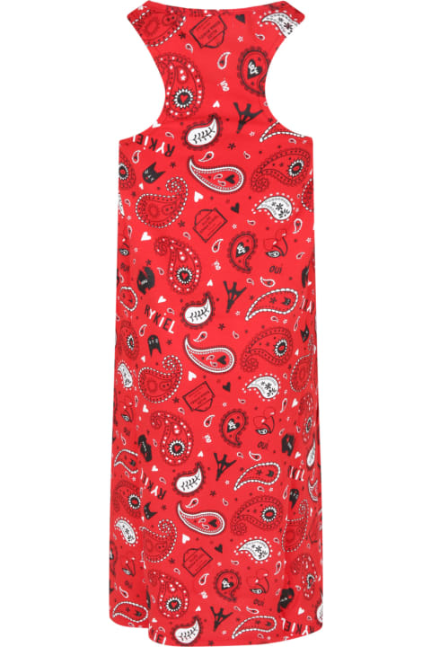 Rykiel Enfant Red Dress For Girl With Print - Pink