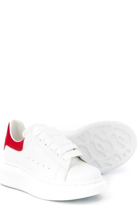 White Leather Oversize Sneakers With Red Heel Tab
