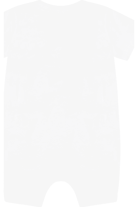Moschino White Romper For Baby Kids With Teddy Bear - Bianco