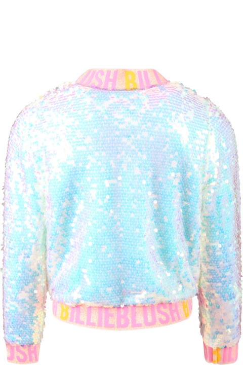 Light-blue Jacket For Girl With Sequins
