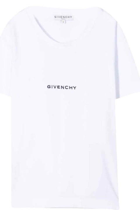 Givenchy White T-shirt With Black Logo - Rosso Vivo