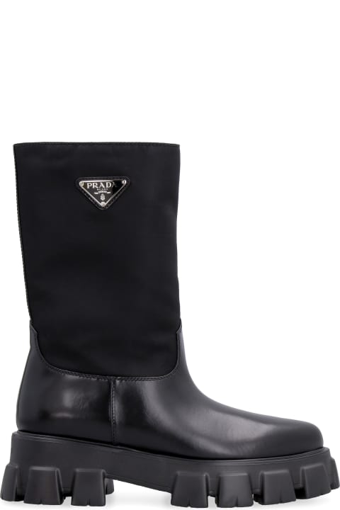 Leather And Fabric Boots