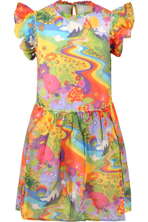 Stella McCartney Kids Multicolor Dress For Girl With Psychedelic Print - Nero
