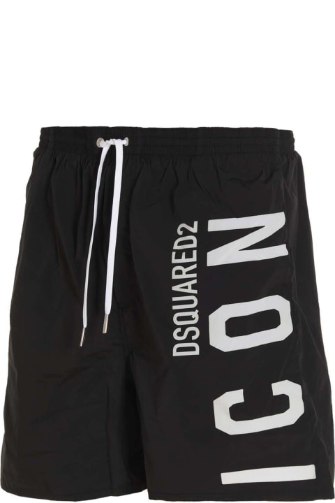 Dsquared2 'icon' Swimshorts - White red black