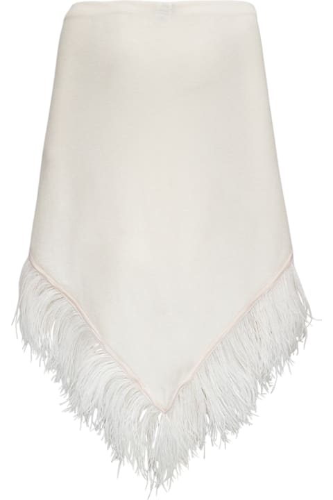 White Andersson Cashmere Cape With Feathers