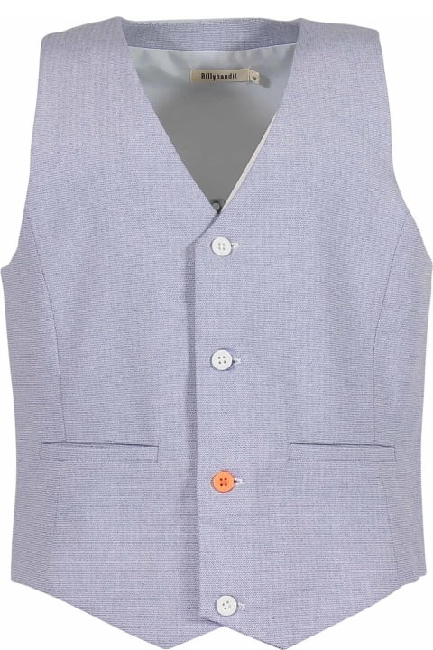 Billybandit Gilet Azzurro In Cotone Con Inserto In Raso