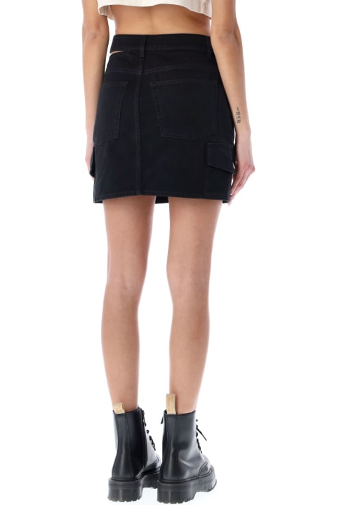 HERON PRESTON Open Side Belt Denim Mini Skirt - BLACK