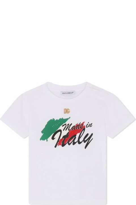 White T-shirt With Made In Italy Print Dolce&gabbana Kids