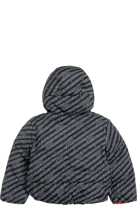 Reversible Nylon Down Jacket With Allover Logo Print