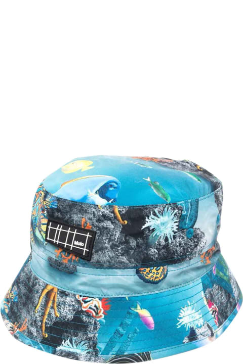 Molo Hat With Multicolor Print - Denim