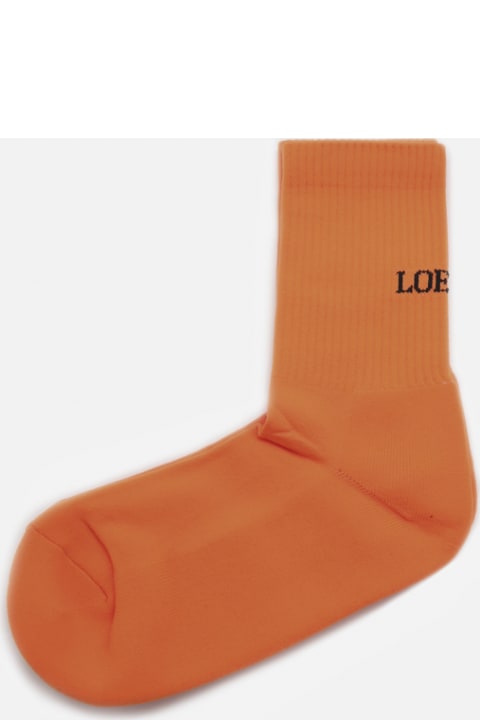 Loewe Cotton Socks With Contrasting Logo - Black