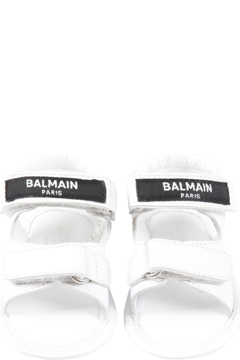 Balmain White Sandals For Baby Kids - White