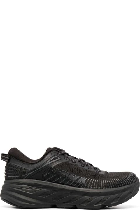 Black Fabric And Rubber Sneakers With Embossed Finishes