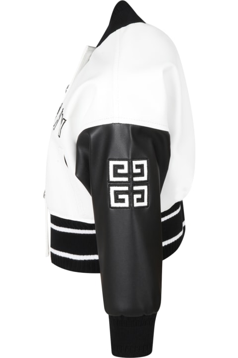 Givenchy White Jacket For Girl With White Logo - Black