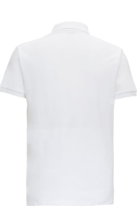 Polo Ralph Lauren Slim Fit White Cotton Polo Shirt With Logo - Blue