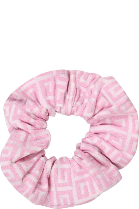 Givenchy Pink Scrunchie For Girl With Metallic Logo Patch - Multicolor