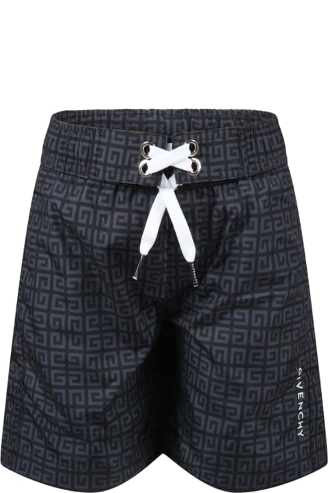 Givenchy Black Boxer For Boy With White Logo - Bianco