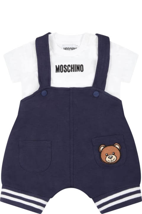 Moschino Multicolor Set For Baby Boy With Teddy Bear - Blu