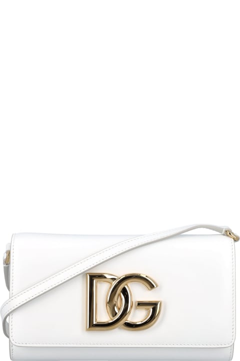 Dolce & Gabbana metallic-sheen crossbody bag - White