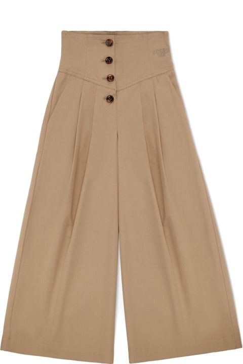 Fendi Biscuit Coloured, Stretch Gabardine Trousers - White