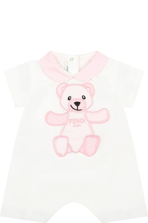 White Set For Baby Girl With Bear