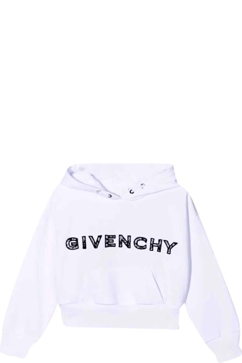 Givenchy White Sweatshirt With Print And Hood - Nero