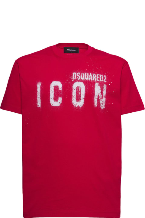 Dsquared2 Red Cotton T-shirt With Logo Print - White
