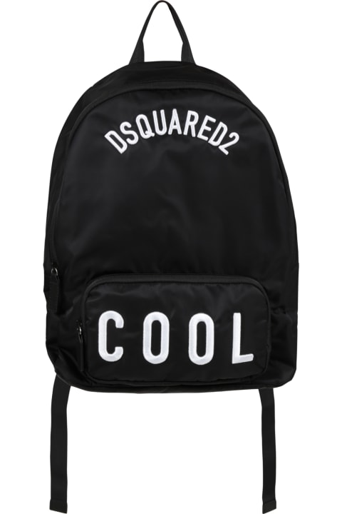 Black Backpack For Kids With White Logo