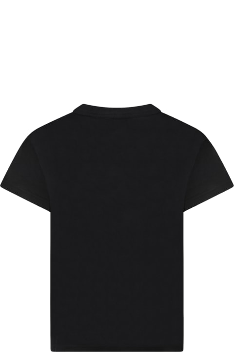 Black T-shirt For Boy With Gray Logo