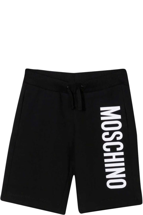Moschino Black Bermuda Shorts With White Logo - Black