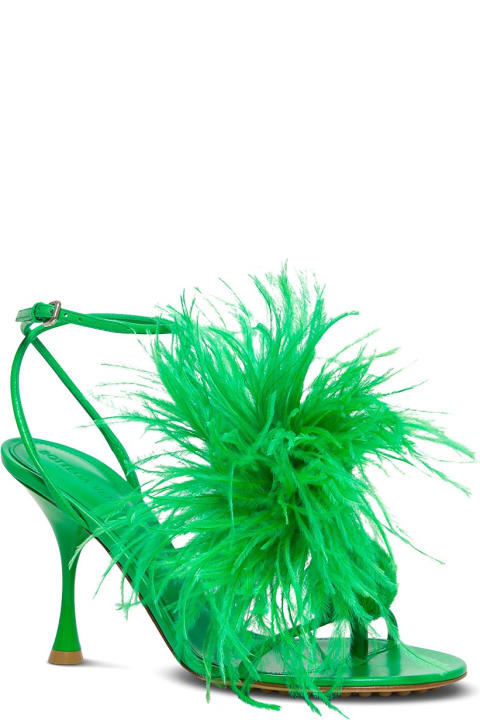 Bottega Veneta Green Feather Dot Sandals