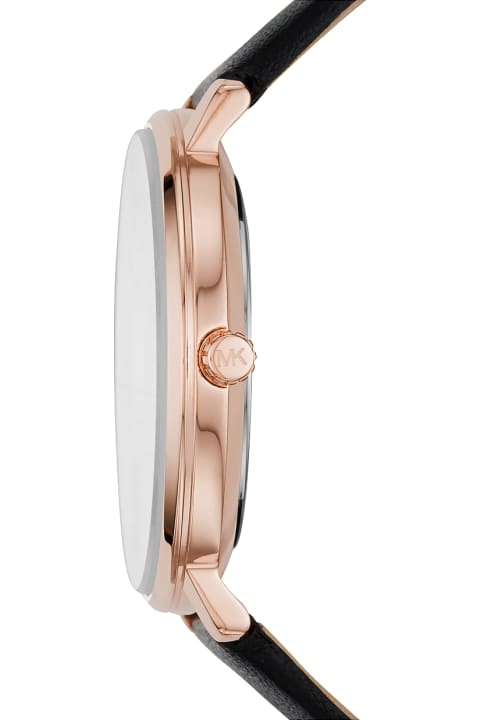 Pyper Gold Tone Black Leather Watch