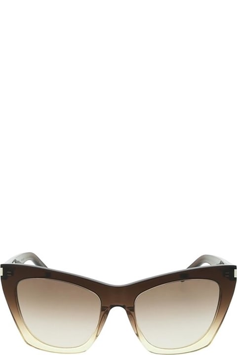Saint Laurent Eyewear Sl 214 Brown Sunglasses - Black Black Smoke
