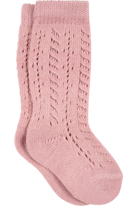 Story loris Pink Socks For Baby Girl - White