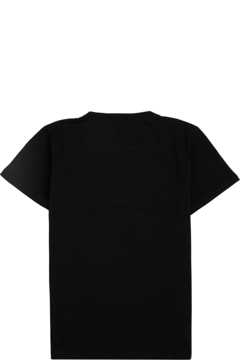 Emporio Armani Black Cotton T-shirt With Logo Print - Blu