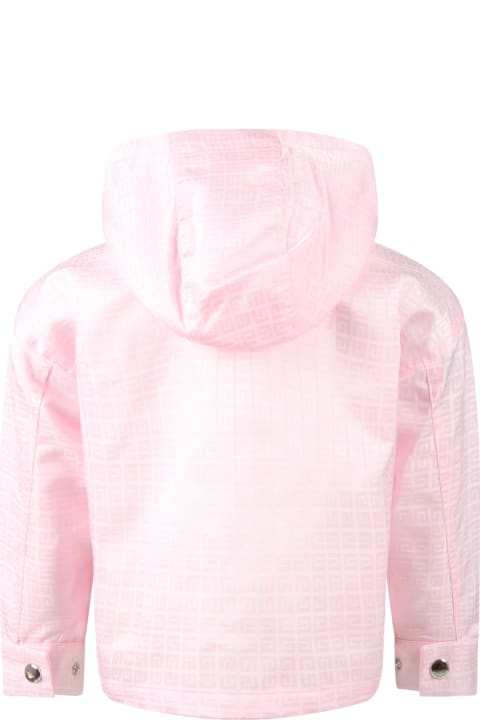 Givenchy Pink Jacket For Girl With Black Logo - Black