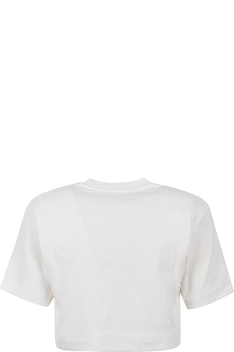 Off-White Off Stamp Ribbed Cropped Tee - Black white